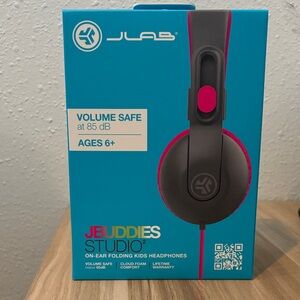 JLab JBuddies Studio Kids On-Ear Headphones - Black and Pink